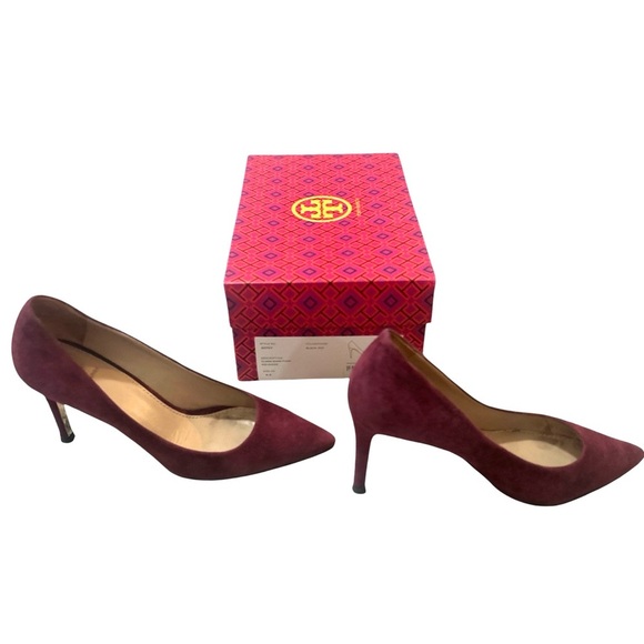 Tory Burch Elana Suede 85mm Pumps Heels Pointed Toe - Picture 5 of 9